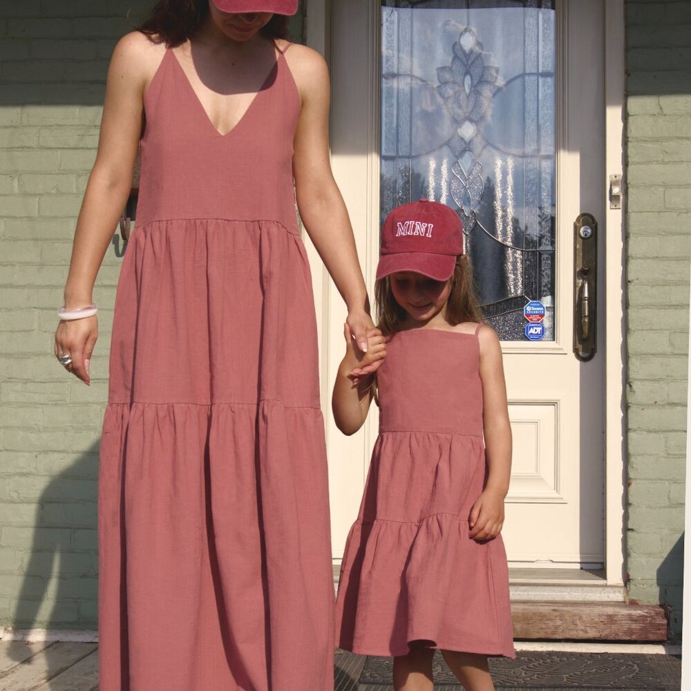 Pink Cotton Maxi Dress | Backless Summer Dress | Adjustable Straps | Layered - Picture 3 of 4